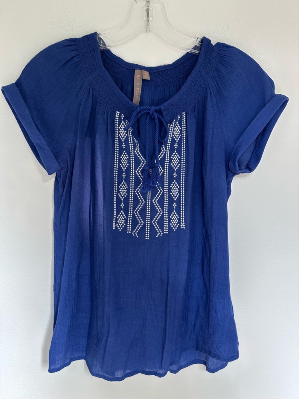 Brina and Em MP pullover Boho top w/embroidered bodice and raglan cap sleeves